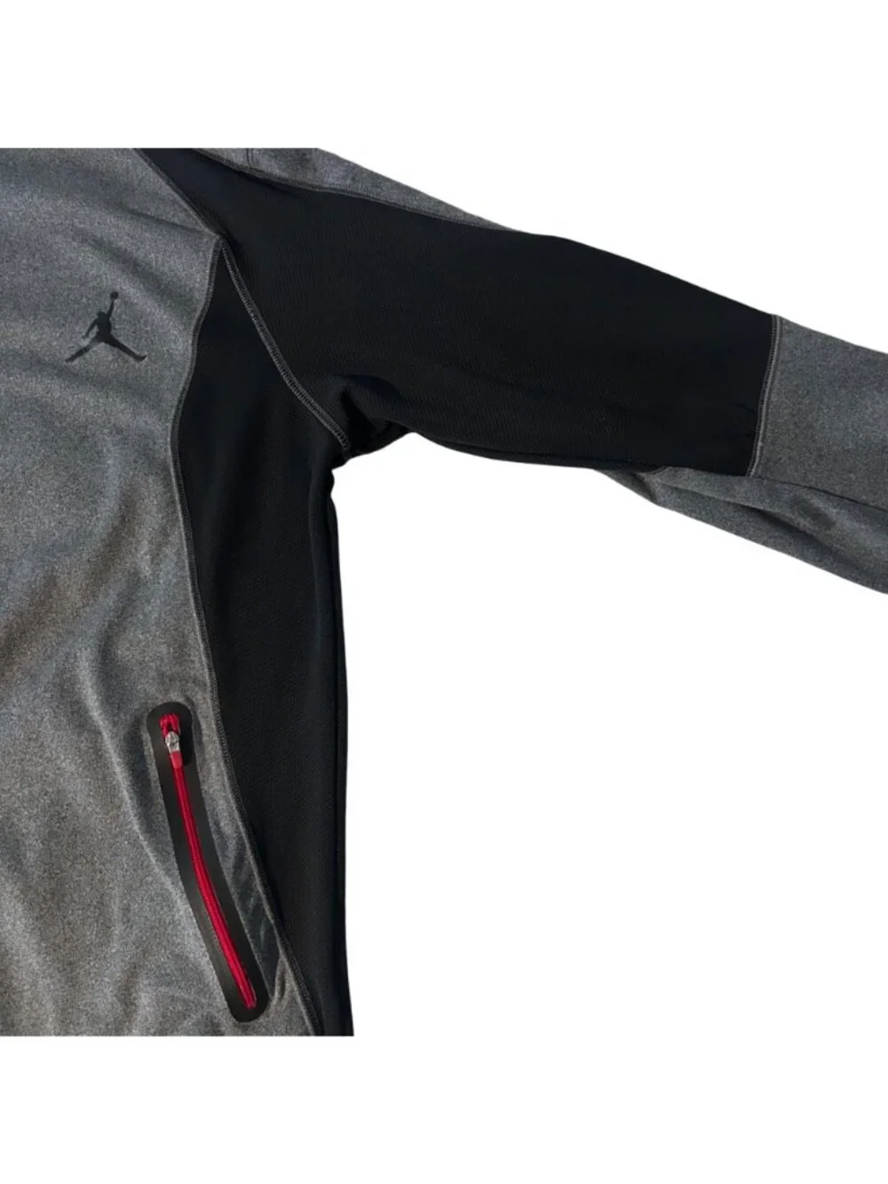 Jordan Mens Gray & Black Dri-Fit Full-Zip Hoodie XXL W/ Red Accents GUC